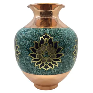 گلدان فیروزه کوبی آقاجانی مدل ترنج کد 5421