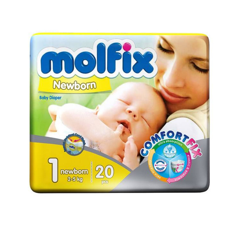 قیمت و خرید پوشک مولفیکس مدل Newborn سایز 1 بسته 20 عددی
