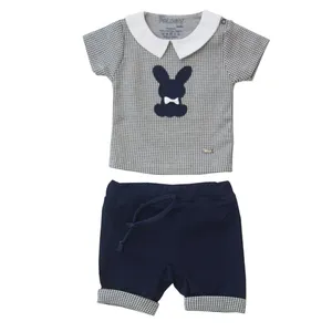 ست تی شرت و شلوار نوزادی پولونیکس طرح ربیت کد 25