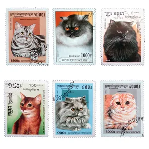 تمبر یادگاری طرح حیوانات مدل cats کد C-600 مجموعه 6 عدد