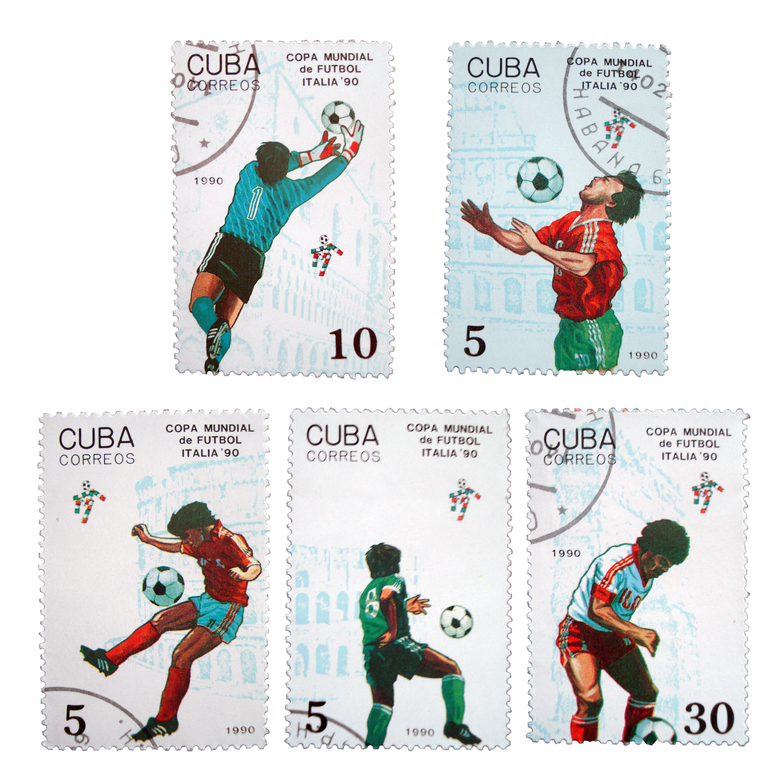 تمبر یادگاری طرح ورزشی مدل ITALIA90 کد F-614 مجموعه 5 عددی