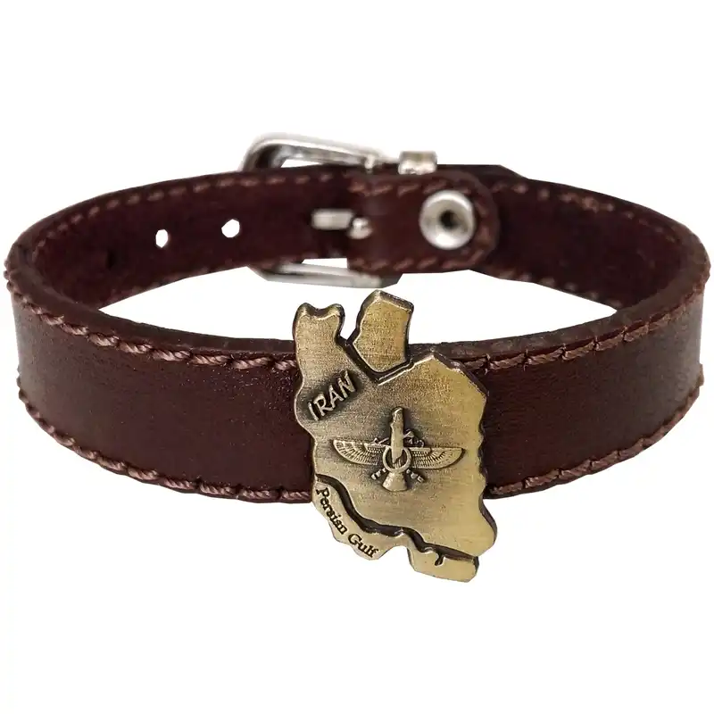 دستبند چرم وارک طرح ایران مدل پرهام rb32