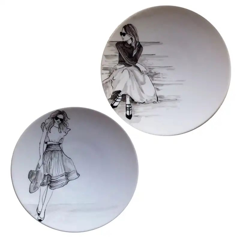 بشقاب دیوارکوب سفالی کد D26-A مجموعه 2 عددی