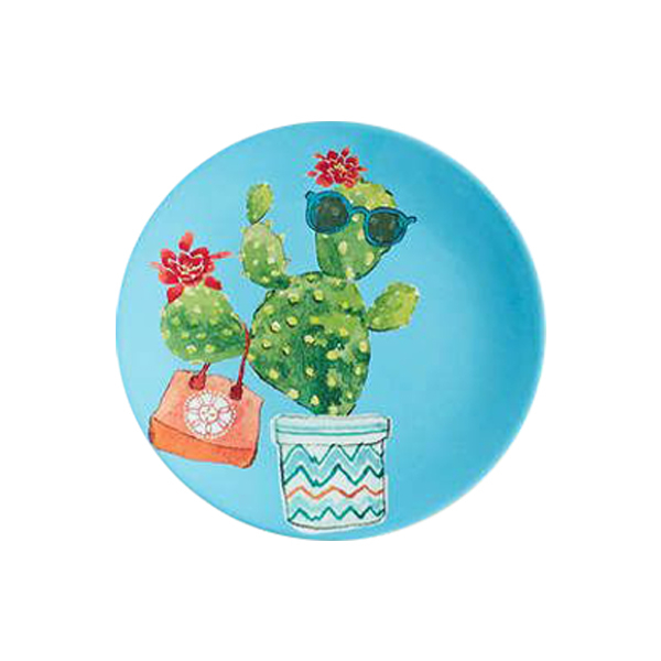 بشقاب دیوارکوب سفالی طرح کاکتوس کد D74-A مجموعه 3 عددی