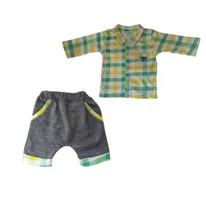 ست پیراهن و شلوارک نوزاد پسرانه کد P18