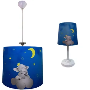    چراغ رومیزی کودک مدل فیل و تاج به همراه چراغ آویز