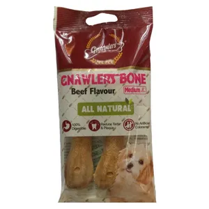 تشویقی سگ گناولرز مدل Beef Flavour Bone-Medium وزن 90 گرم
