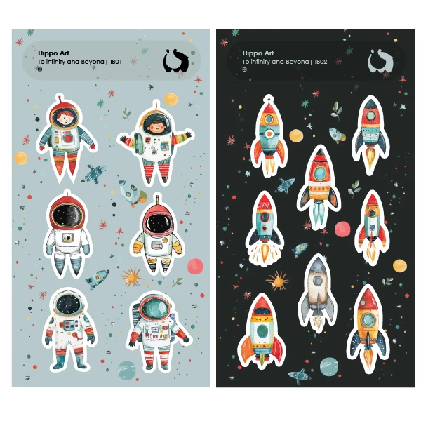 برچسب هیپو آرت مدل فضانورد و سفینه بسته 2 عددی