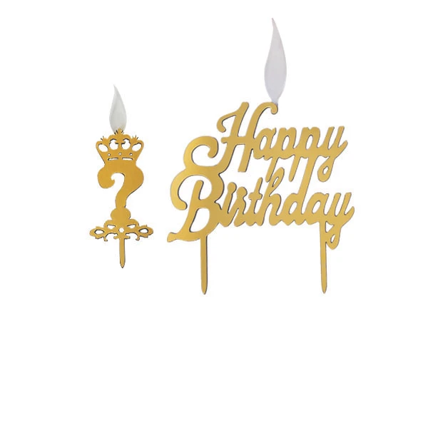 شمع تولد طرح عدد علامت سوال و happy birth day مجموعه 2 عددی