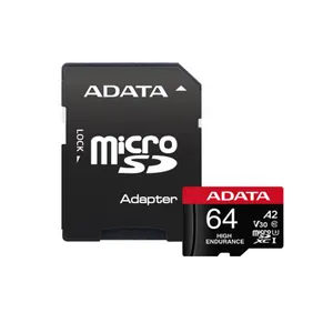 کارت حافظه   microSD  ای دیتا مدل HIGH ENDURANCE کلاس A2 V30 استاندارد UHS-I U3 سرعت 100MBps ظرفیت 64 گیگابایت به همراه آداپتور SD 