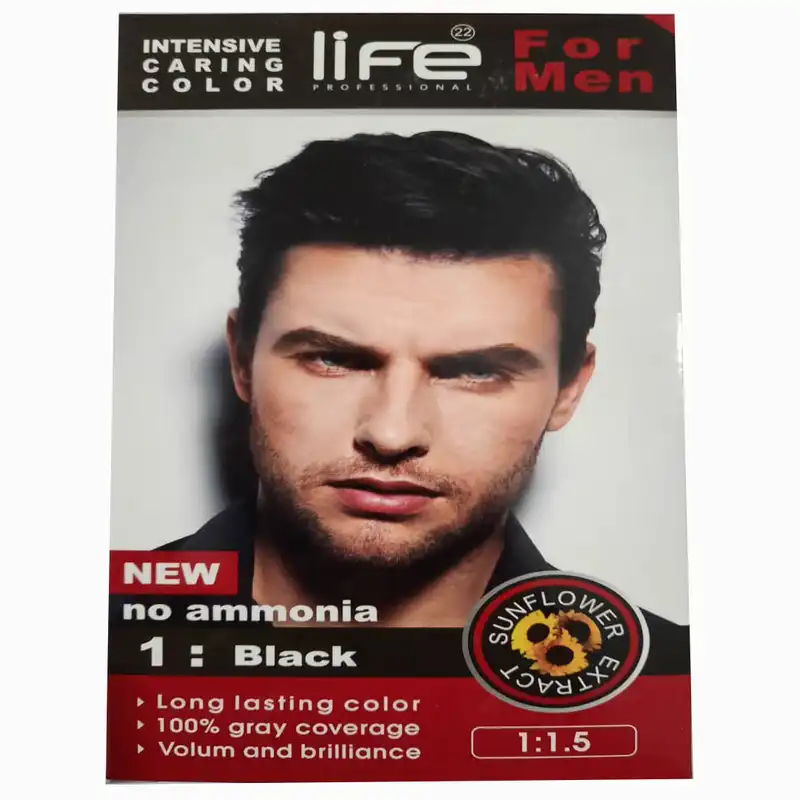 کیت رنگ مو لایف شماره 1 حجم 60 میلی لیتر رنگ مشکی