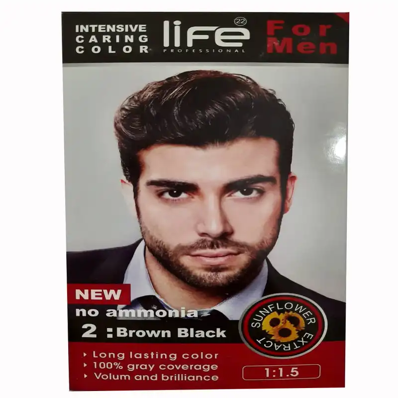 کیت رنگ مو لایف شماره 2 حجم 60 میلی لیتر رنگ قهوه ای مشکی