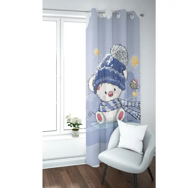 پرده طرح خرس کد MV0338 سایز 270x140 سانتی متر