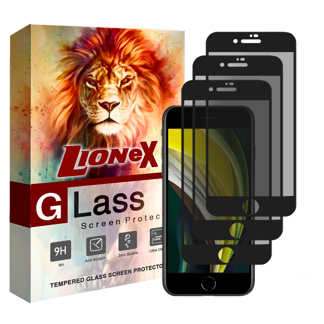 محافظ صفحه نمایش حریم شخصی لایونکس مدل FPS مناسب برای گوشی موبایل اپل iPhone SE 2020 بسته سه عددی