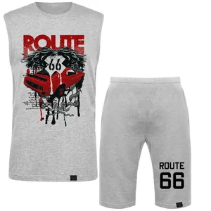 ست تاپ و شلوارک مردانه 27 طرح Route کد M09