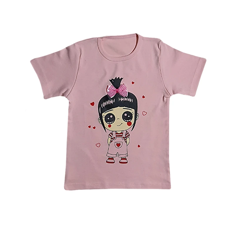 عکس شماره 2 : ست تیشرت آستین کوتاه و شلوارک دخترانه طرح دخترک کد d3