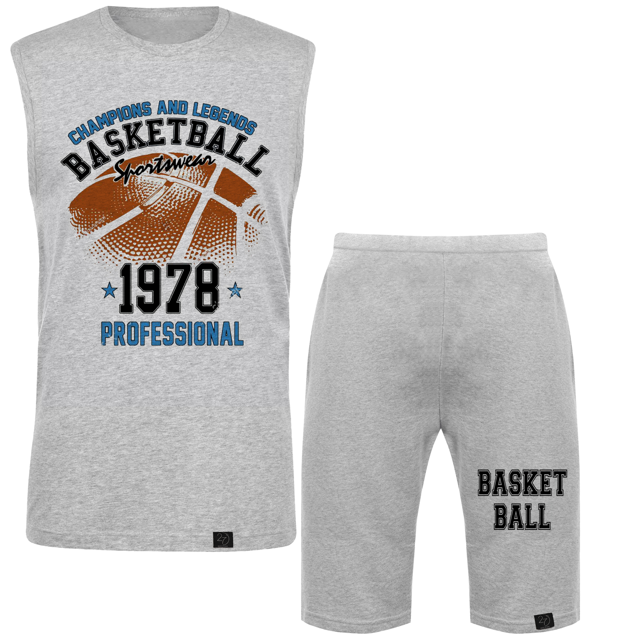 ست تاپ و شلوارک مردانه 27 طرح Basketball کد M15