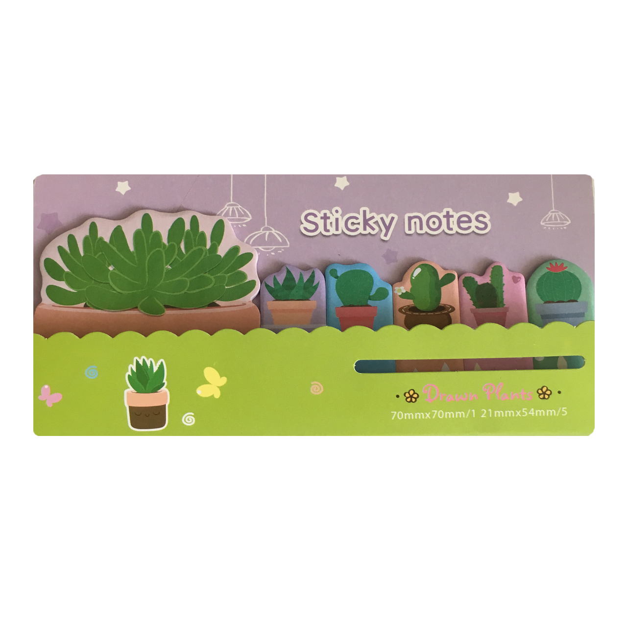 کاغذ یادداشت چسب دار طرح کاکتوس کد cac01 مجموعه 6 عددی