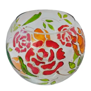 جاشمعی شیشه ای طرح گل کد 12