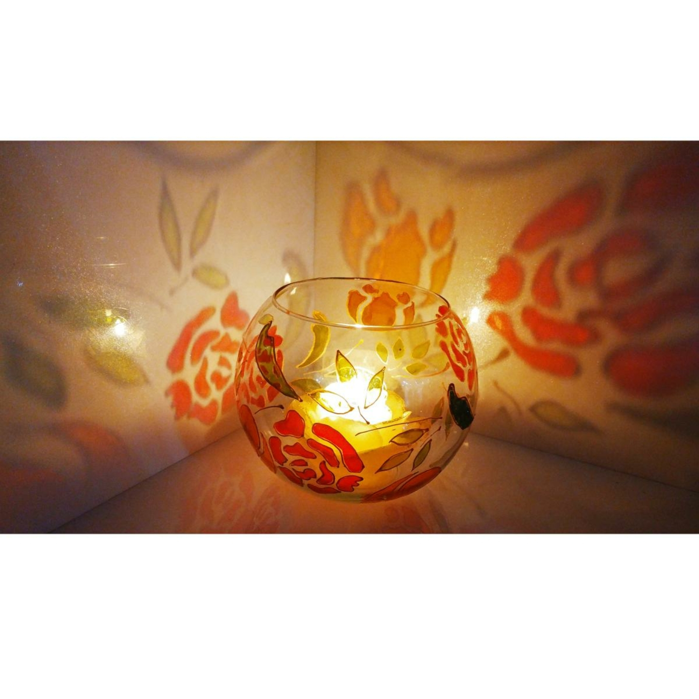 جاشمعی شیشه ای طرح گل کد 12