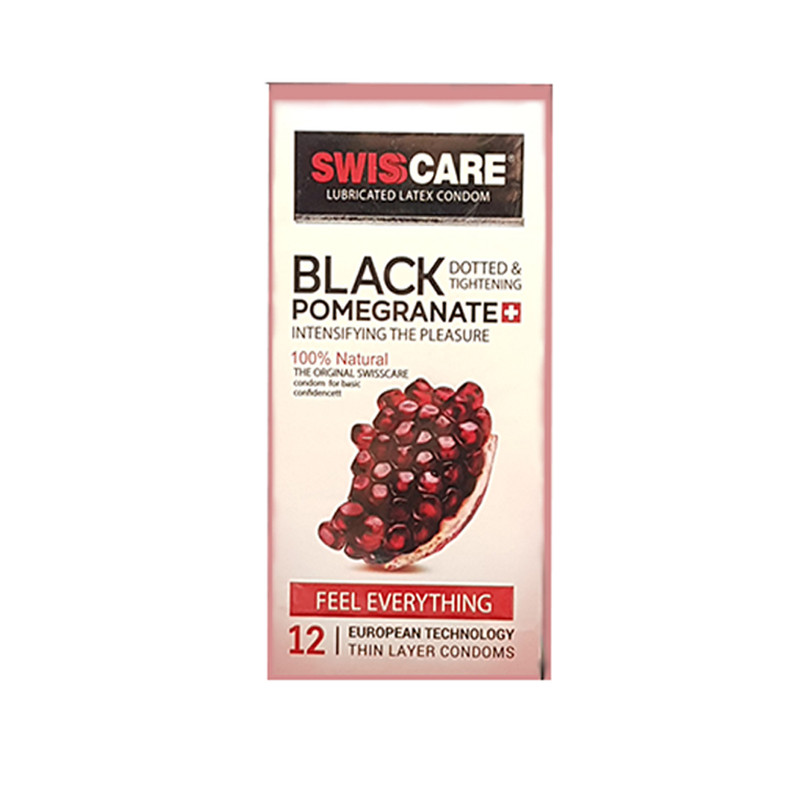 کاندوم سوئیس کر مدل  BLACK POMEGRANATE بسته 12 عددی 