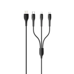 USAMS US-SJ374 U38 USB To Lightning/USB-C/microUSB Cable 1m
