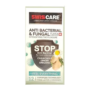 کاندوم سوئیس کر مدل ANTI BACTERIAL&FUNGAL بسته 12 عددی