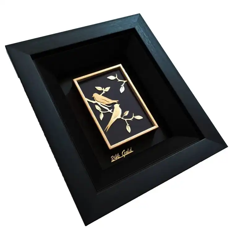 تابلو طلا کوب زرکات طرح دو پرنده مدل F115