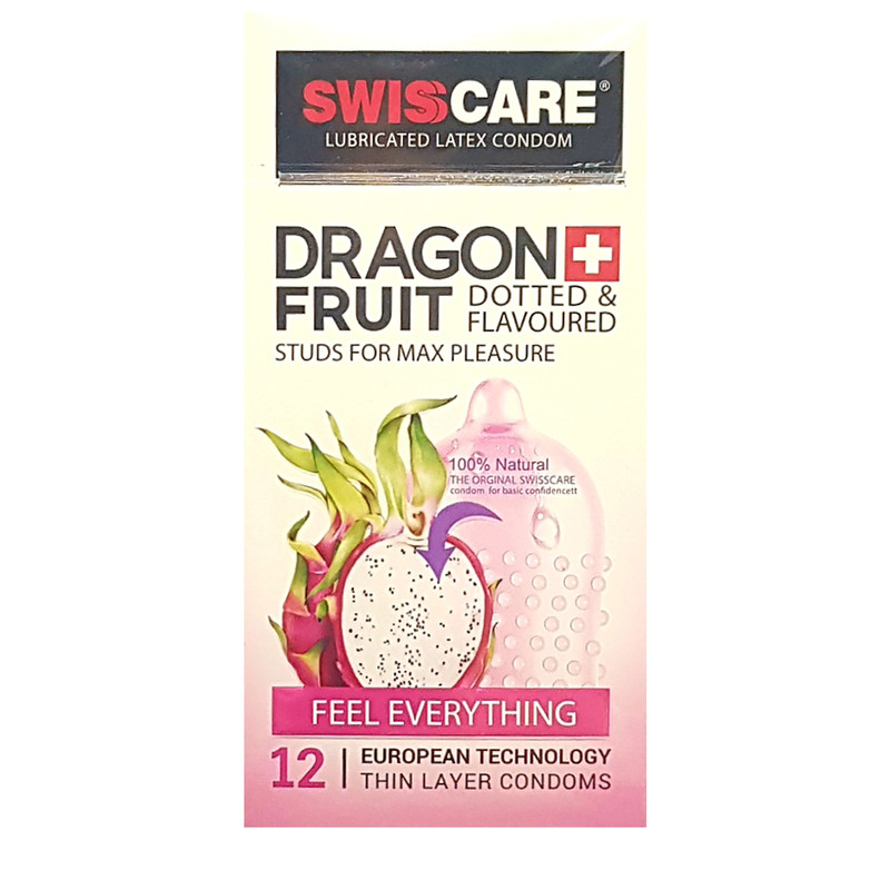 کاندوم سوئیس کر مدل DRAGON FRUIT بسته 12 عددی
