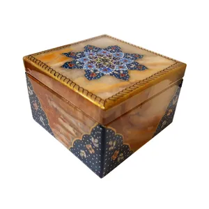 جعبه سنگ مرمر طرح تذهیب کاری مدل 3000909-2