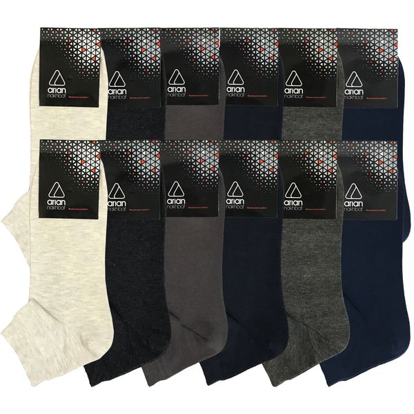 جوراب مردانه آریان نخ باف کد 51225-1 مجموعه 12 عددی