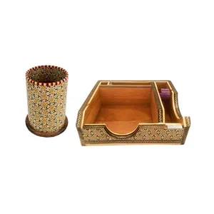 ست قلمدان و جای کاغذ یادداشت خاتم کاری کد IN 210
