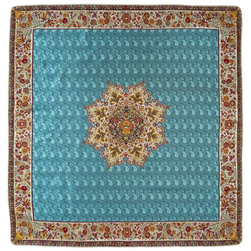 رومیزی ترمه ابریشمی عدل کشمیر مدل گل فرنگ s1