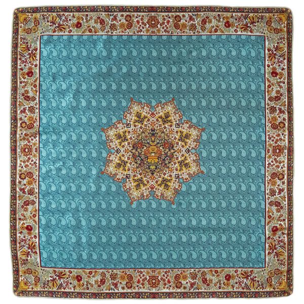 رومیزی ترمه ابریشمی عدل کشمیر مدل گل فرنگ s1