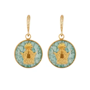 گوشواره طلا 24 عیار زنانه الون طرح تاج