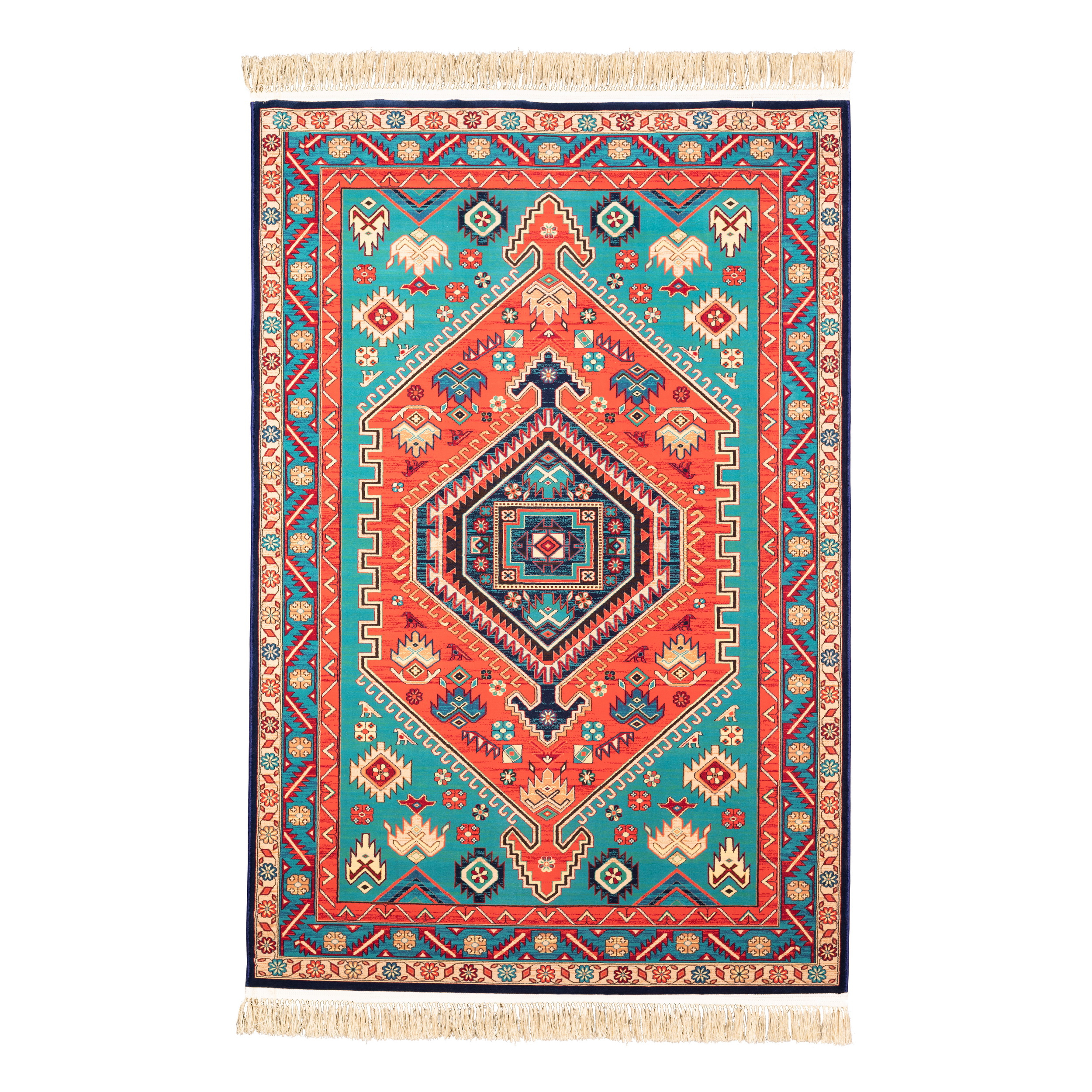 فرش ماشینی رادین طرح شیراز کد 801 زمینه گوجه ای 