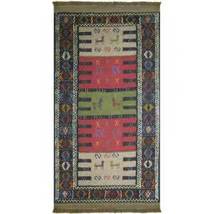 گلیم دستبافت دو متری کد 981222