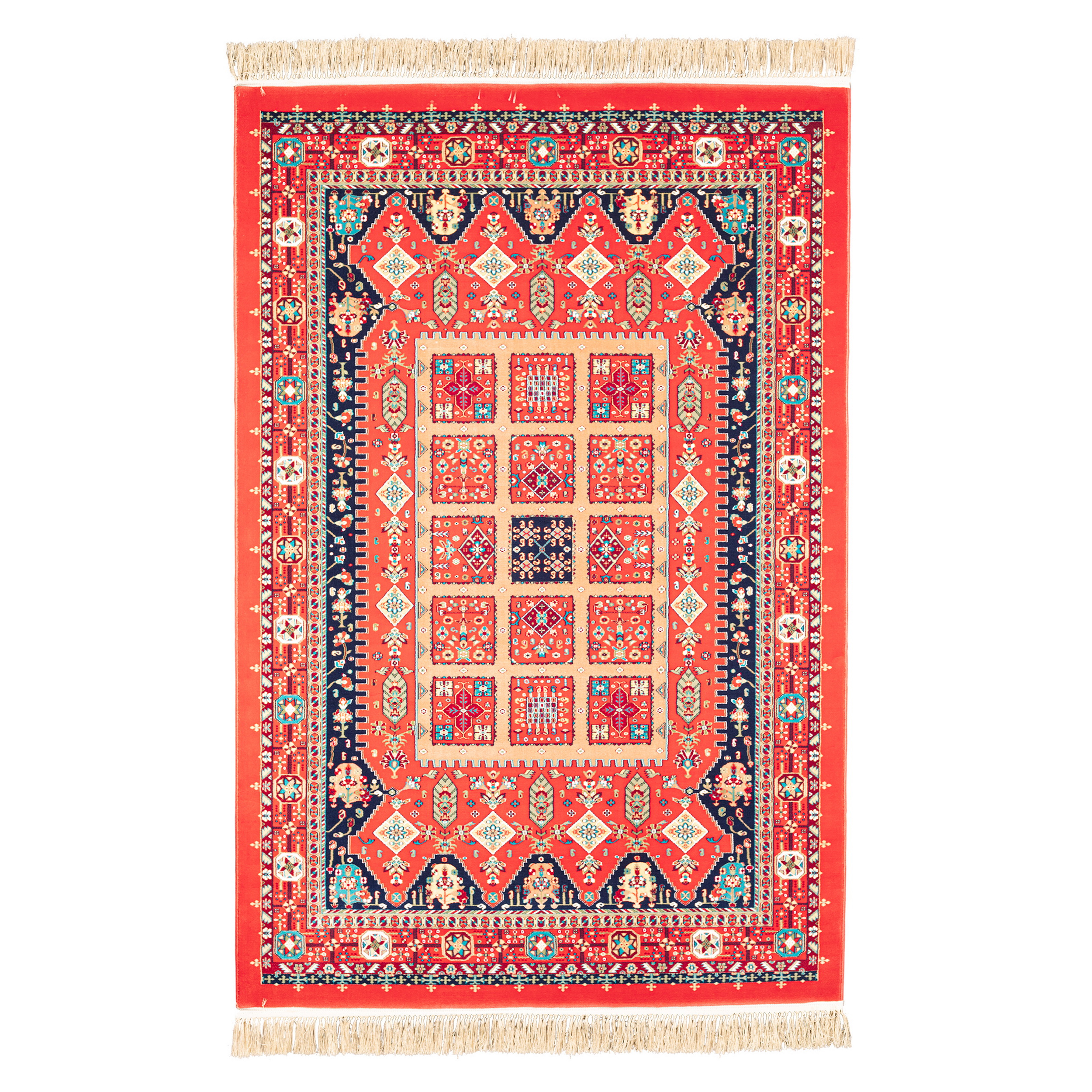 فرش ماشینی رادین طرح شیراز کد 820 زمینه گوجه ای 