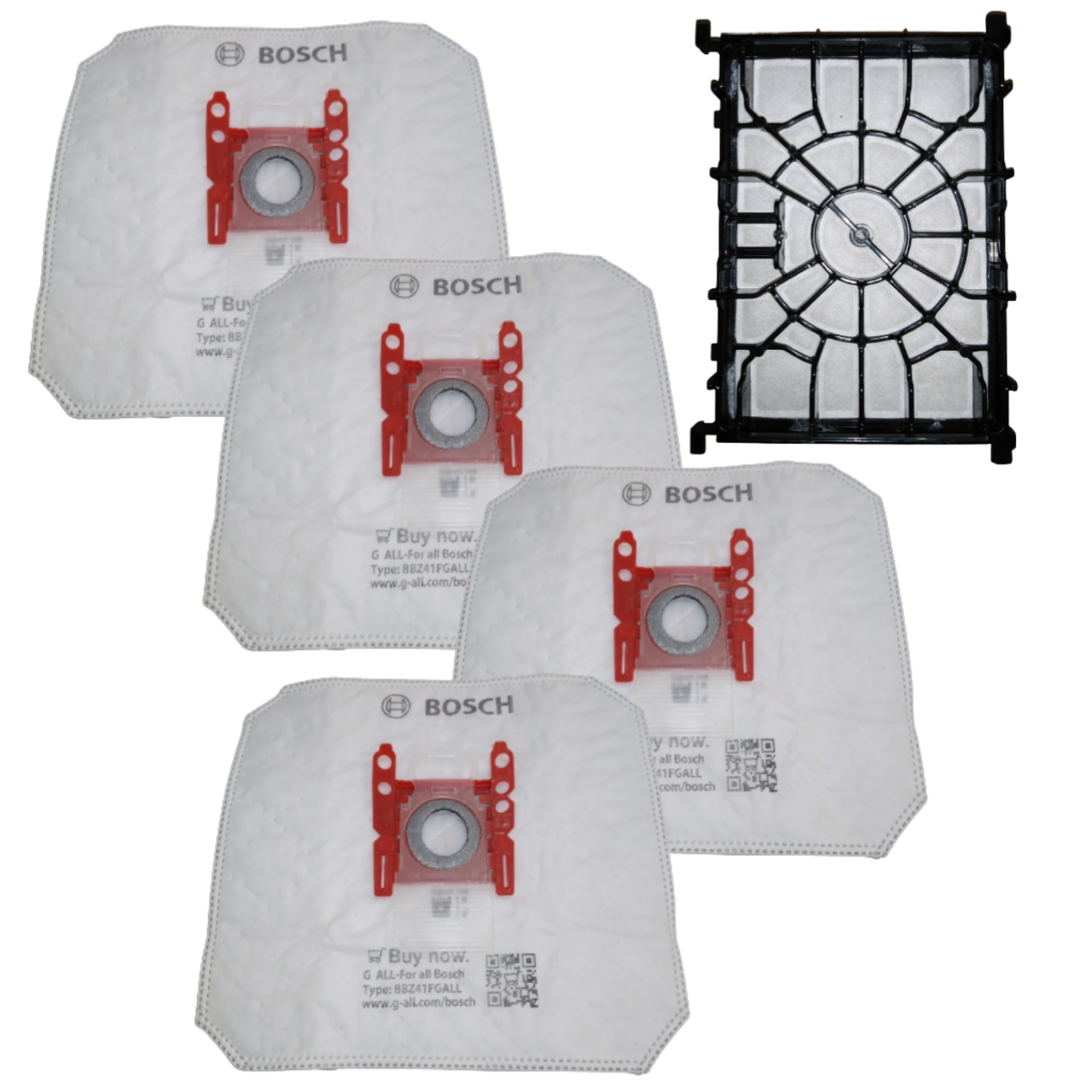 پاکت جاروبرقی بوش مدل G-ALL مناسب برای جاروبرقی های بوش و زیمنس بسته 4 عددی به همراه فیلتر موتور جارو