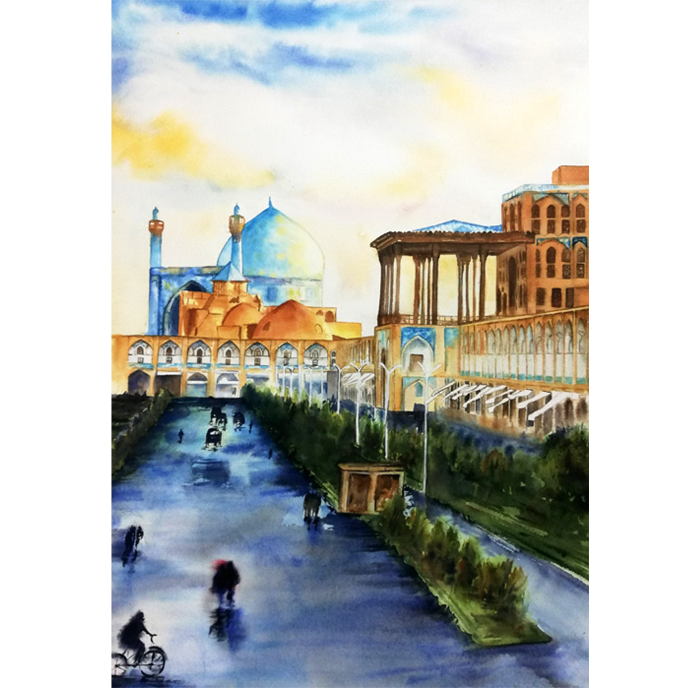 تابلو نقاشی آبرنگ طرح میدان نقش جهان کد WS_020