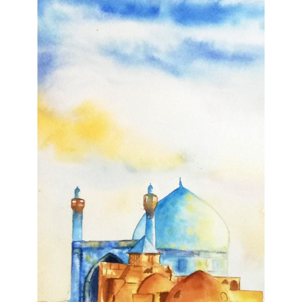 تابلو نقاشی آبرنگ طرح میدان نقش جهان کد WS_020