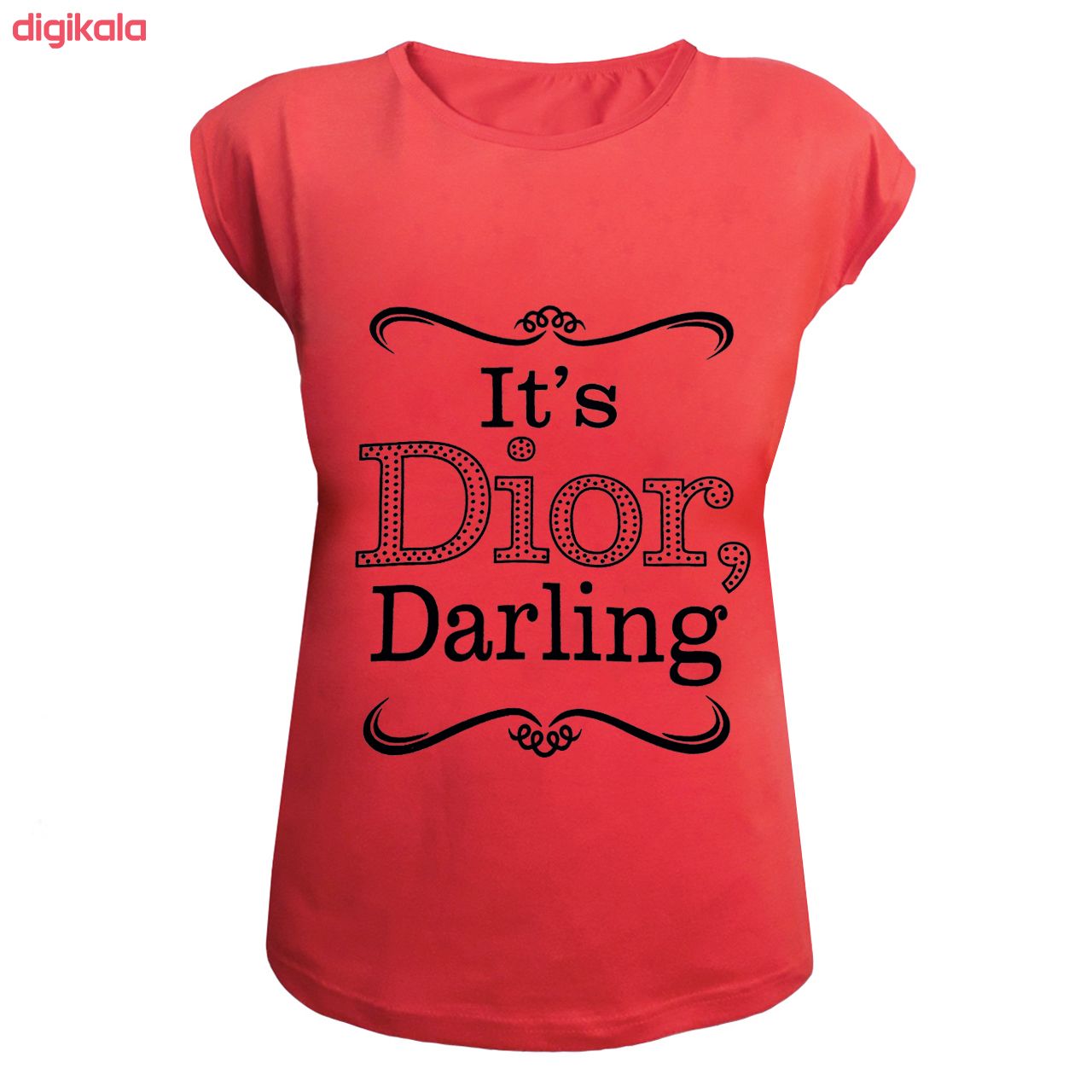 تیشرت زنانه طرح Darling رنگ مرجانی main 1 2
