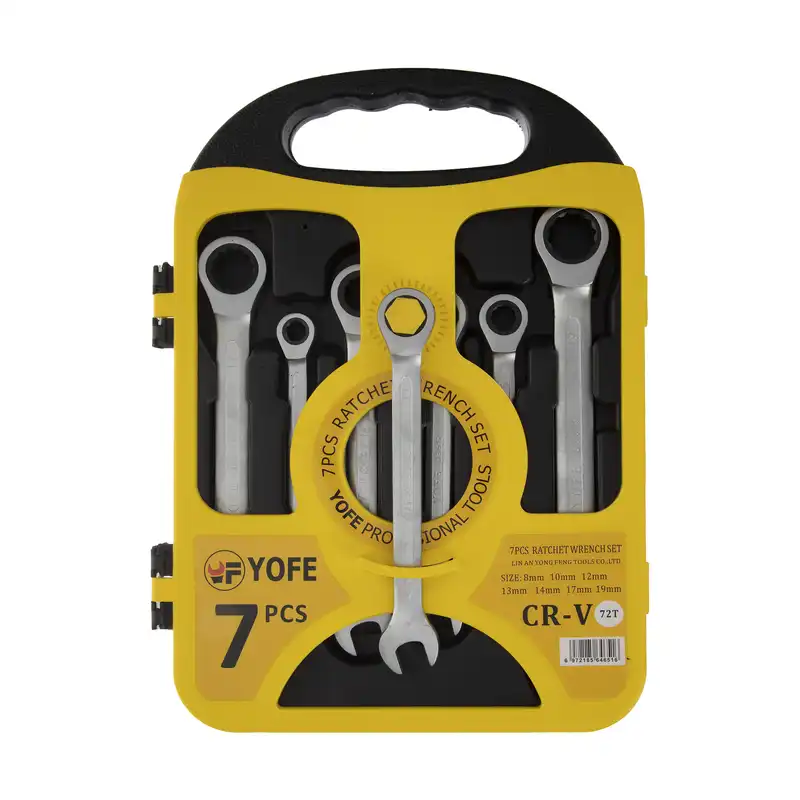 مجموعه 7 عددی آچار یکسر تخت یکسر جغجغه ای یوف مدل CRV72T