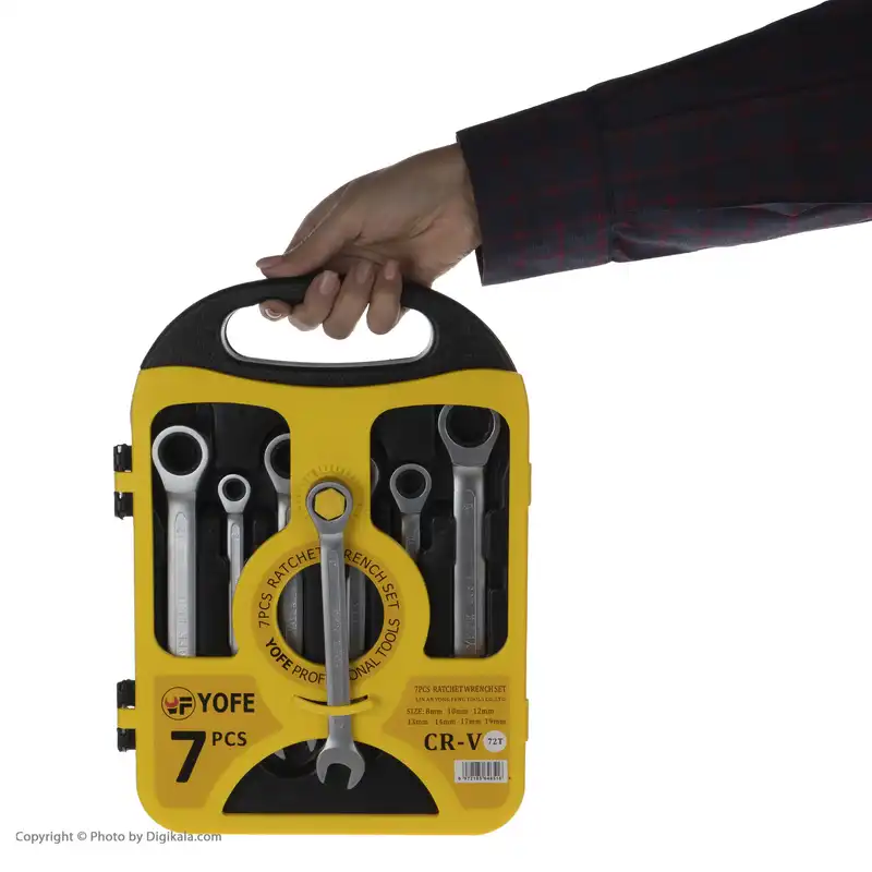 مجموعه 7 عددی آچار یکسر تخت یکسر جغجغه ای یوف مدل CRV72T