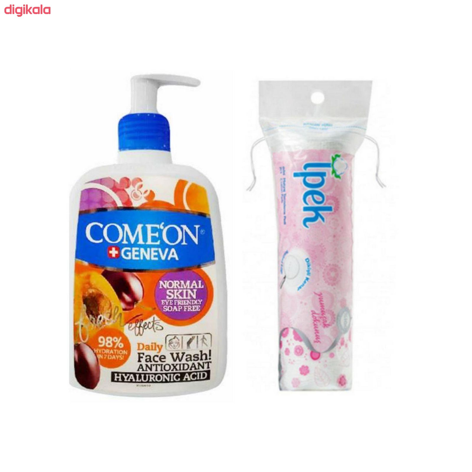 ژل شستشو صورت کامان مدل Normal Skin حجم 500 میلی لیتر به همراه پد پاک کننده آرایش ایپک بسته 70 عددی main 1 1