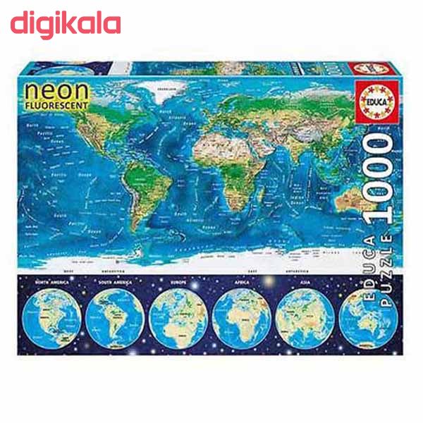 پازل 1000 تکه ادوکا مدل WORLD MAP NEON main 1 1