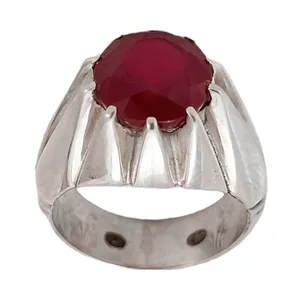 انگشتر نقره مردانه مدل یاقوت رکاب دست ساز کد KAM-029