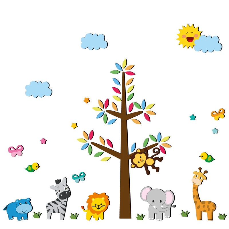 استیکر باروچین طرح حیوانات رنگارنگ جنگل