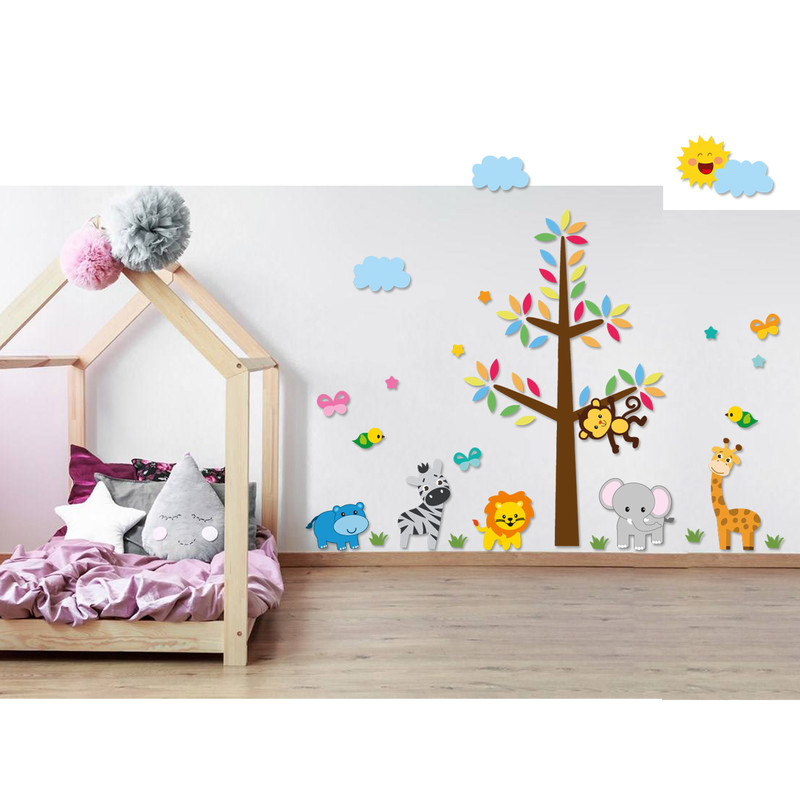 استیکر باروچین طرح حیوانات رنگارنگ جنگل