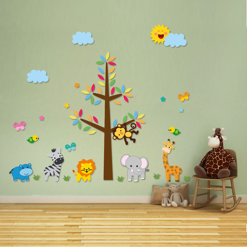 استیکر باروچین طرح حیوانات رنگارنگ جنگل